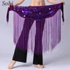 Vêtements de scène Frange Belly Dance Ceinture ajustable pour femmes Tribal Sequin Gland Hanche Écharpe Triangle Taille Chaîne Jupe Vêtements