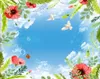 Wallpapers WDBH Custom 3d Ceiling Murals Wallpaper Bird Butterfly White Clouds Home Decor Painting Wall For Living Room