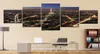 Decor Thuis Canvas Kunst Moderne HD 5 Panel Parijs Toren Gebouw Nachtscène Modulaire Posters Tableau Muur Foto Schilderijen5343360