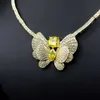 Novo luxo feminino ouro borboleta colar brinco conjunto completo zircônio micro incrustado jóias