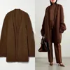 Women's Knits Wool Mid Length Knit Cardigan Jacket Brown Autumn And Winter Female Long Sleeve Sweater Coat