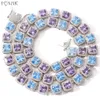 Girocolli Candy Collana Hiphop da uomo 10 mm quadrati blu viola zirconi BlingChain 231025