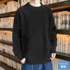 Maglioni da uomo Inverno Uomo Maglieria Vintage Maglione Twist Girocollo Tinta unita Maschile Fit Pullover lavorato a maglia Allentato Harajuku Uomo A43