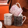 Canecas Caneca de porcelana Café Chá Leite Copos Osso China Café Drinkware Água com Colher Dourada Presente de Aniversário Chegada 2023