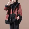 Damen-Daunenjacke, chinesische Mode, Winterstil, Streetwear, Oberbekleidung, Damen, lockere Kapuze, gepolsterte Jacken, Damen, lässig, kariert, Vintage-Mäntel, Plus