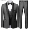 Mäns kostymer Blazers Luxury Full Men's Suit 2023 Ny i Blazer Pants Vest 3 Pieces Set Formal Elegant Business Wedding Party Evening Pant Suits Q231025