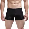 Underpants Ice Silk Men Boxers Trunks Stretch Underwear Low Rise Shorts U Convex Pouch Panties Mens See Through Sleep Bottoms