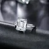 Colorfish Luxury Asscher klippte tre stenförlovningsring 3 karat lysande syntetiska nscd kvinnor 925 sterling silver vigselring j234x