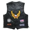 Men's Vests 2023 Motorcycle Leather Vest Single Breasted Short Embroidered Sleeveless Waistcoat Jacket Biker Punk For Men