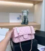 2023 new Fashion trend gold chain bag Crossbody bag Women's sheepskin handbag Diamond checkered shoulder bag Fashion street makeup 25cm Handbag seven color