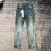 Mens Purple Designer Jeans Ripped Biker Slim Right For Man Skinny Denim Pants