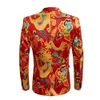 New Chinese Style Yellow Dragon For Men Stage Singer Wedding Dress S Printed Suit