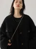 Womens Wool Blends CHIC VEN Woolen Coat Heavy Industry Down Jacket Vintage VNeck Woman Female Tops Autumn Winter 231025