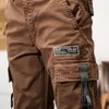 Tute da uomo Pantaloni da lavoro alla moda appassiti con vestibilità slim elastica e leggings pesanti arruffati Bel militare americano