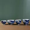 Copos de vinho Cerâmica Pintada à Mão Copo Azul Padrão Geware Teacup Único Individual Mestre Gracked Esmalte