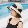 Wide Brim Hats Summer Women's Bucket Hat Floppy Straw 2023 Elegant Bow Hepburn Sun Outdoor Travel Anti-UV Beach