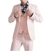 Costumes pour hommes Rose pour hommes mariage élégant blazer simple boutonnage revers Ropa Hombre 3 pièces veste pantalon gilet coupe ajustée sur mesure