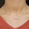 gioielli europei da donna semplice collana con spilla da balia pavé di cz argento lucido 925 semplice ultimo design gioielli in argento248I