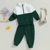 Clothing Sets Tregren 6M5Y Toddler Baby Girl Boy Fall Clothes Contrast Color Long Sleeve Half Zipper Tops Elastic Waist Pants 2Pcs Outfits 231025