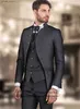 Męskie garnitury Blazers Vintage czarny wzór żakardowy Slim Fit Men Suits 3 sztuki Zestaw Groom Wedding Tuxedos Busines Male Prom Blazer Terno Masculino Q231025