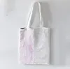 3 pçs sacos de compras sublimação diy branco poliéster algodão modelo vertical grande capacidade bolsa cor misturada