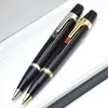 High quality Bohemies Mini Ballpoint pen Black Resin and Metal Design Office School Supplies Writing Smooth Ball pens With Diamond Serial Number