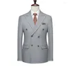 Costumes pour hommes Printemps Style britannique Slim Fit Blazer de couleur unie pour hommes 2023 Mode Double boutonnage Bureau d'affaires Robe de mariée Veste de costume