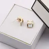 20Style 18k Gold Plated Luxury Designer Double Letter Stud Earring Hook Geometric Famous Women Emamel Ear Clip Wedding Party Gift Jewelry