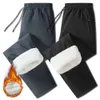 Erkekler için Mens Pantolon Kış Jogger Kürk Çizeli Sıcak Kalın Sweatpants Atletik Elastik Bel Pisti Artı Boyut 231025