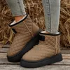 Stiefel 2023 Winter Dicke Plüsch Warme Schnee Stiefel Frauen Slip auf Flache Heels Baumwolle Schuhe Frau Rutschfeste Wasserdichte Stiefeletten weibliche Braun T231025