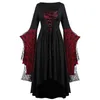 Sukienki swobodne 2023 Halloween Skull Lace Pasp sukienka