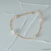 Bangle Simple Gold Bead Pearl Armband S925 Sterling Silver Exquisite Thin Chains Armband för Women Party R231025