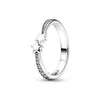 Cluster Rings High-Quality 925 Sterling Silver Pan Shooting Stars Sparkling Ring Timeless Wish Half Fit Women Gift