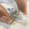 Anel de casamento feminino clássico formato de coração Halo 2ct S925/10k ouro sólido moissanite anel de noivado