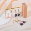 Dangle Earrings Exaggerated Natural Stone Heart Women Golden Stainless Steel Earring Agates Pink Crystal