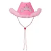 Szerokie brzeg kapelusze wiadra y2k różowa zachodnia cowgirl for Women Cow Girl Tiara Feather Fell Western Cowboy Cowboy Hat Costume Party Play Caps 231025