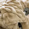 Sängkläder sätter faux kanin päls sammet fleece plysch mjuk varm lyx 4st.