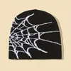 Beanie Skull Caps 2023 Goth Spider Web Jacquard Beanie Y2K lavorato a maglia caldo Hip Hop unisex elastico cappello lavorato a maglia Skull Cap per donna uomo 231025