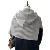 Écharpes Bonnet d'écharpe en tricot pour femmes couleur unie châle à capuche hiver coupe-vent chapeau chapeau 13MC