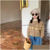 Pullover Girls Sweater Babys Coat Outwear 2021 Khaki Blue Plus Veet Thicken Warm Winter Autumn Knitting Cardigan Childrens Clothing Dhd0L