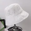 Bérets Vintage élégant dentelle seau chapeau femmes été plage soleil mode coréenne casquettes respirant pêcheur casquette mince creux parasol