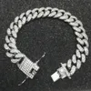 Bracelets de chaîne de luxe en diamant glacé pour hommes, or 18 carats, argent, lien cubain, Miami, Hip Hop, bijoux 212S