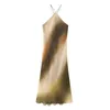 Casual Kleider 2023 Sommer Frauen Gedruckt Tie Dye Kleid Mode Weibliche Elegante Halter Kragen Dünne Backless A-Line Mid-Kalb