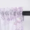 Curtain Purple Flowers Border Plants Spring Small Window Tulle Sheer Short Bedroom Living Room Home Decor Voile Drapes