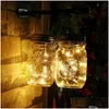 String Light Solar Powered LED Mason burkar Fairy Star Lighting for Christmas Garden Gift Party Decoration Drop Delivery