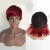 Bourgogne Pixie Cut Wig Pre Plucked Short Bob Straight Human Hair Wigs For Black Women Machine Made Cheap 150% Brasilian Remy