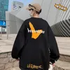 Herr hoodies koreansk stil tröja män baggy runda nacke street mode grafisk tryck trackover överdimensionerad höst toppar hip hop manlig tröja