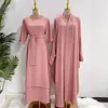 Vêtements ethniques EID 2 pièces Abaya correspondant ensembles musulmans Hijab robe ouverte Abayas pour femmes Dubaï Turquie manches courtes robes intérieures africaines