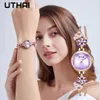 Armbanduhren UTHAI W39 Damenmode Licht Luxus Quarz Armbanduhr Wasserdicht Premium Exquisite Violet Kristall Damenuhren Geschenk 231025