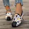 Geklede schoenen Platte schoenen Mode Halloween-print Mocassins Damesschoenen 2023 Nieuwe Loafers met ronde neus Kleurblok Casual minimalistische canvas schoenen T231025